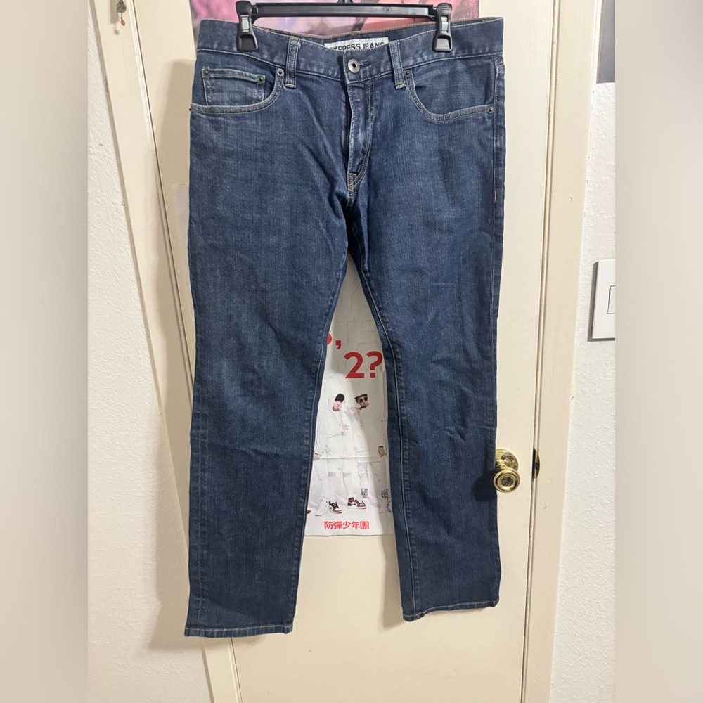 Express Men's Dark Blue Straight Jeans